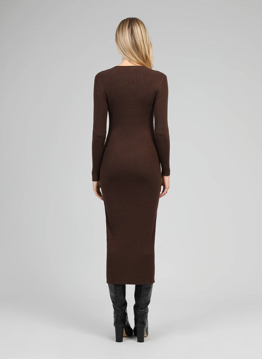 Abito lungo a coste con bottoni gioiello