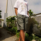 Shorts sartoriali grigi con pieghe