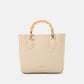 Borsa shopper in ecopelle con manici effetto bambù