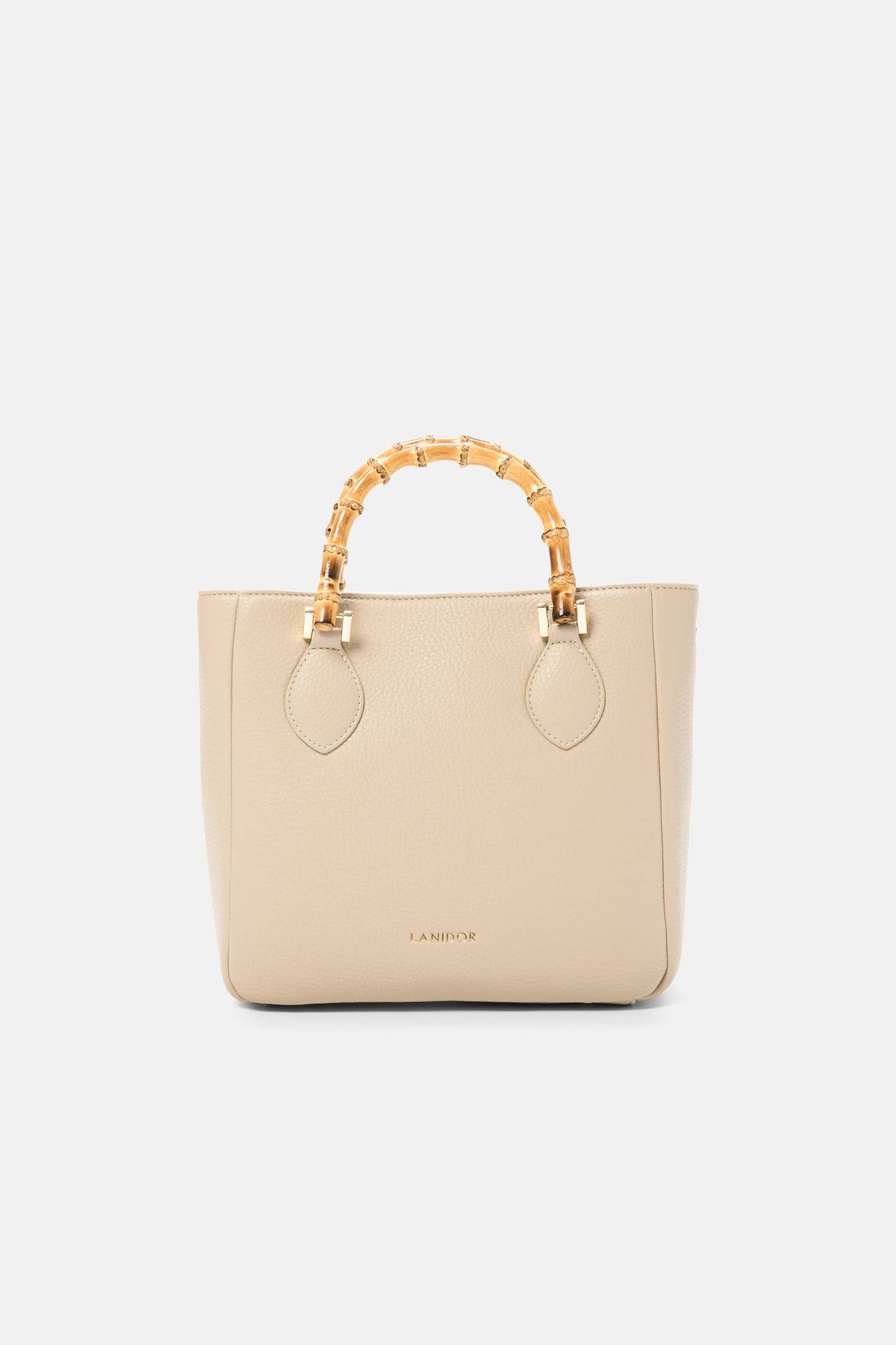 Borsa shopper in ecopelle con manici effetto bambù