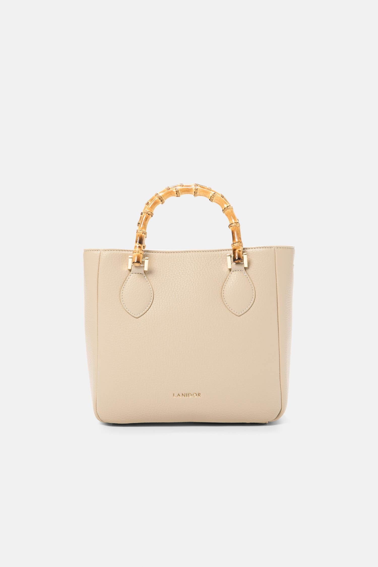 Borsa shopper in ecopelle con manici effetto bambù