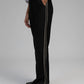 Pantaloni Pierroly effetto pelle neri con bande argento