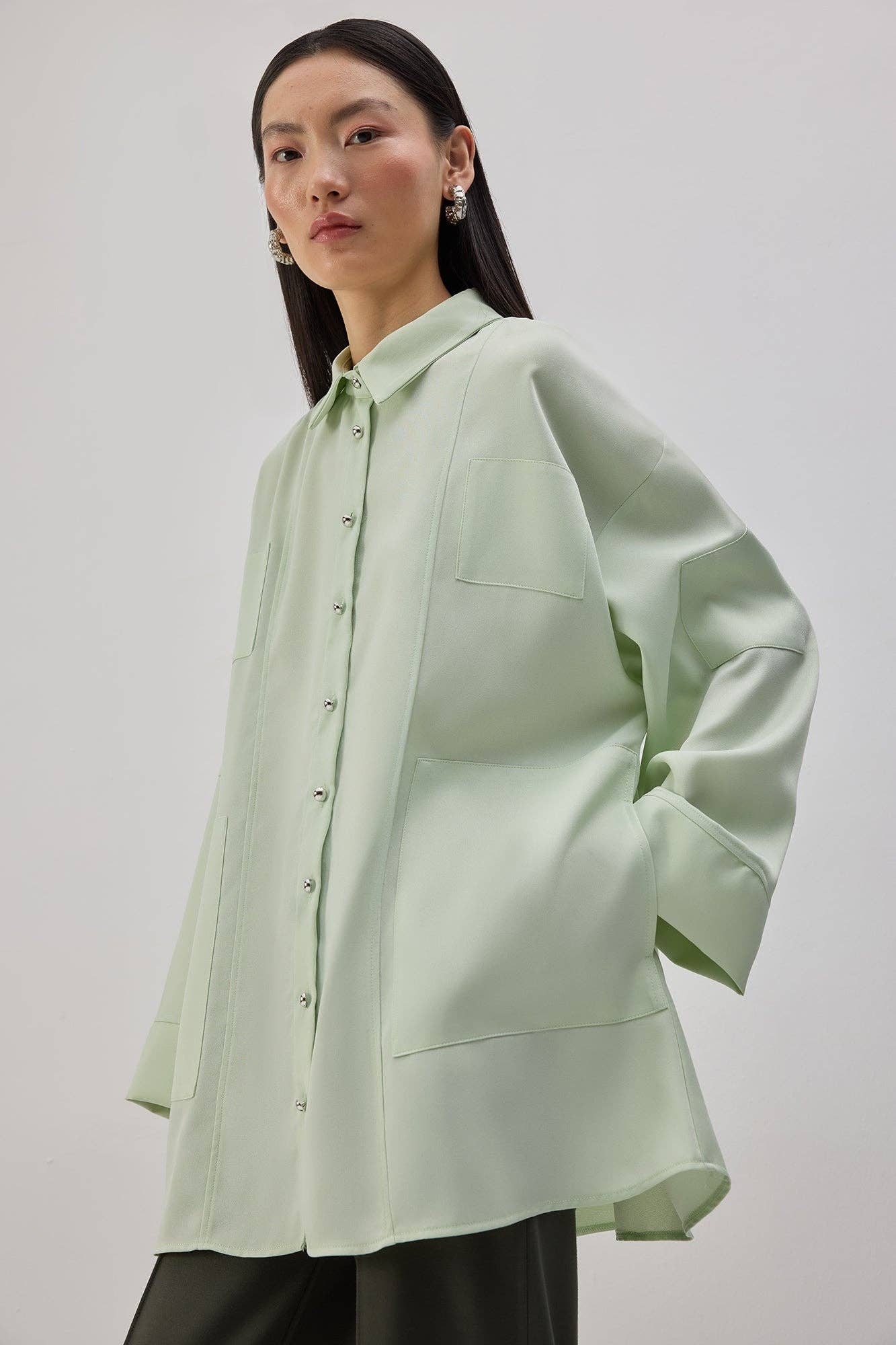 Camicia oversize in raso