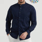 Camicia premium con collo alla coreana blu navy