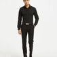 Camicia nera slim fit in popeline di cotone