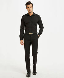 Camicia nera slim fit in popeline di cotone