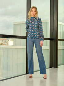 Jeans donna Ganga in denim blu a gamba dritta