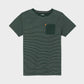 T-shirt pesante in cotone organico a righe verde e bianco