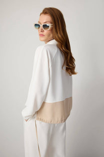 Camicia in crêpe color block