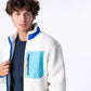 Giacca sherpa unisex con zip bicolore avorio e blu
