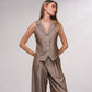 Gilet sartoriale con bottoni gessato marrone