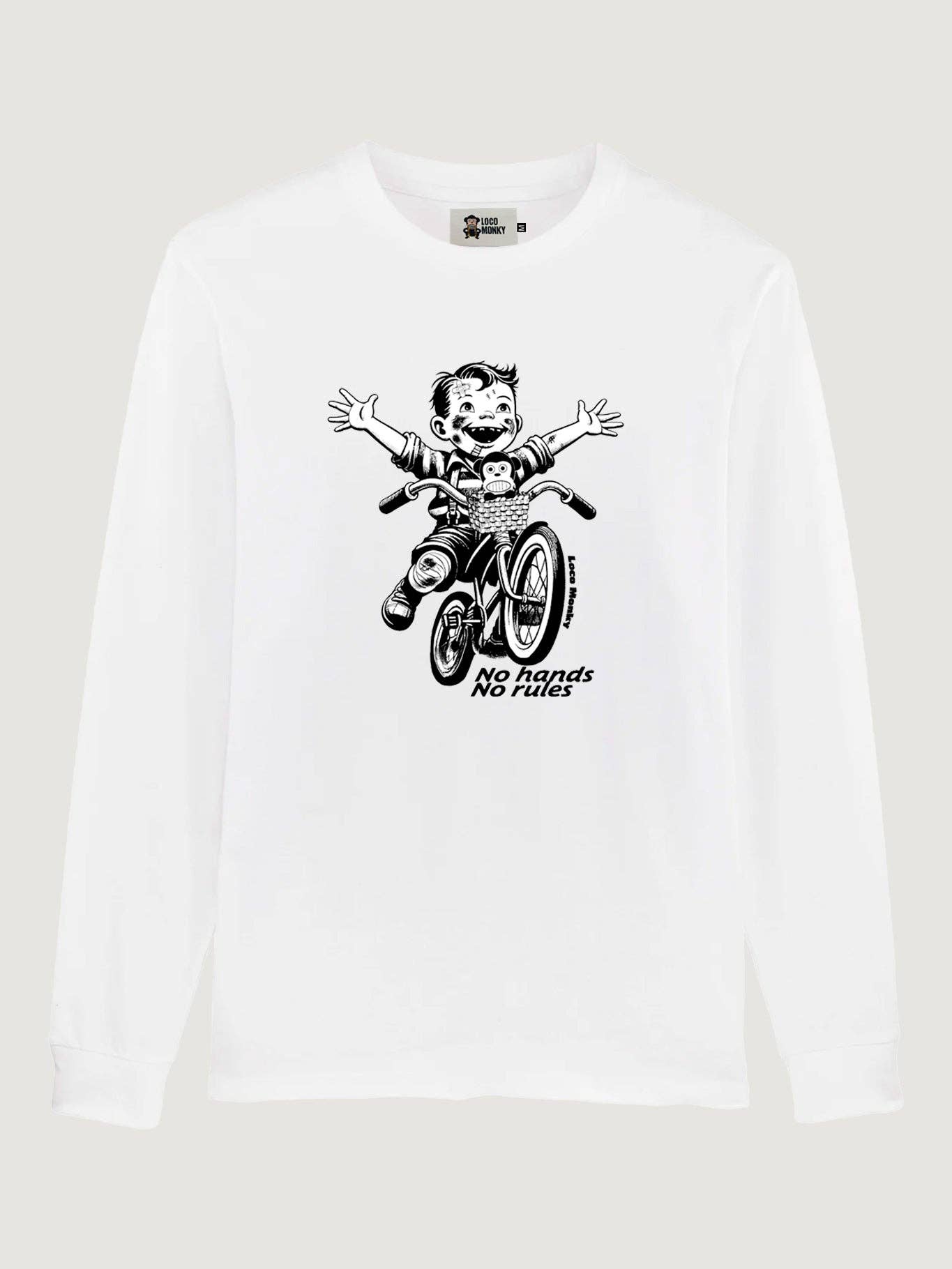 T-shirt bianca unisex No Rules a manica lunga