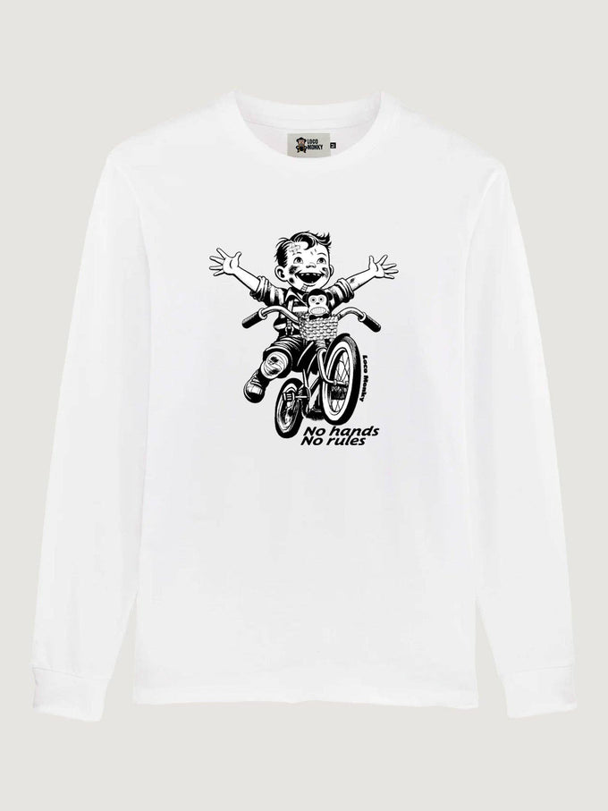 T-shirt bianca unisex No Rules a manica lunga