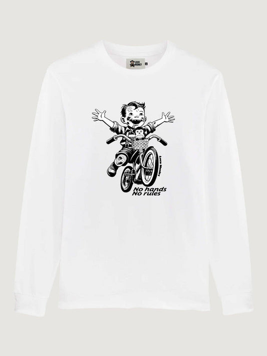 T-shirt bianca unisex No Rules a manica lunga