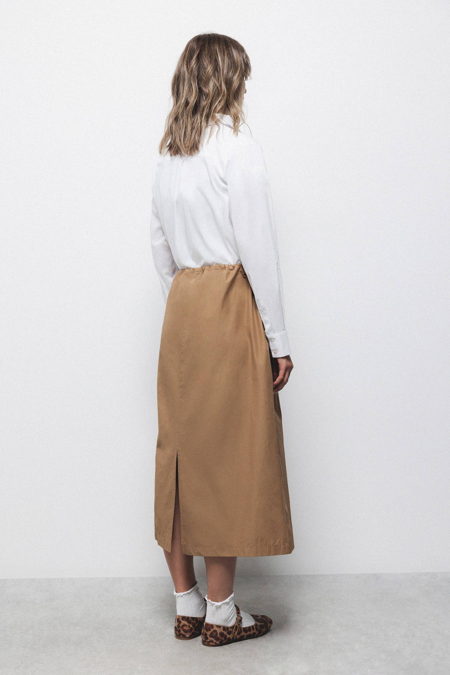Gonna midi in gabardine a trapezio