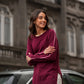 Maglia bordeaux con righe laterali a contrasto