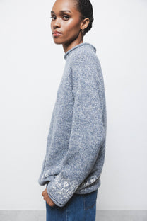 Maglione jacquard in maglia con girocollo