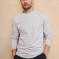 T-shirt uomo a maniche lunghe in cotone biologico blu/grigio