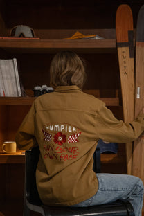 Sopracamicia overshirt senape con ricamo Race