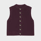 Cardigan gilet in maglia senza maniche color vino