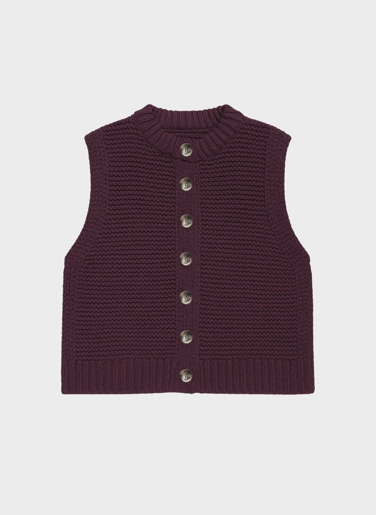Cardigan gilet in maglia senza maniche color vino