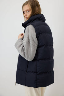 Gilet trapuntato con zip blu navy