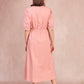 Abito midi con scollo a V e bordi in pizzo