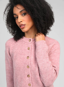 Cardigan Letiana rosa in maglia calda