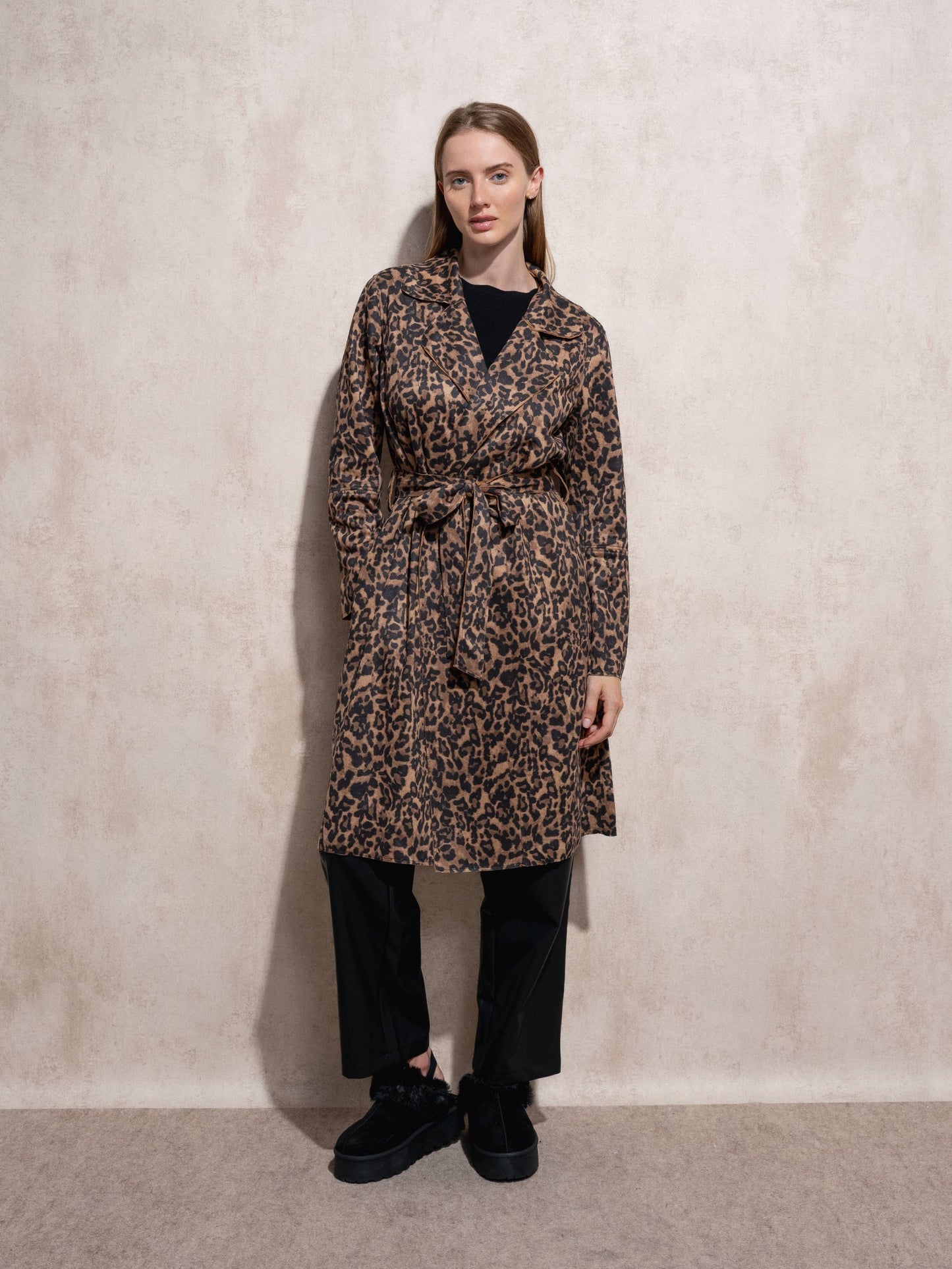 Trench coat animalier da donna
