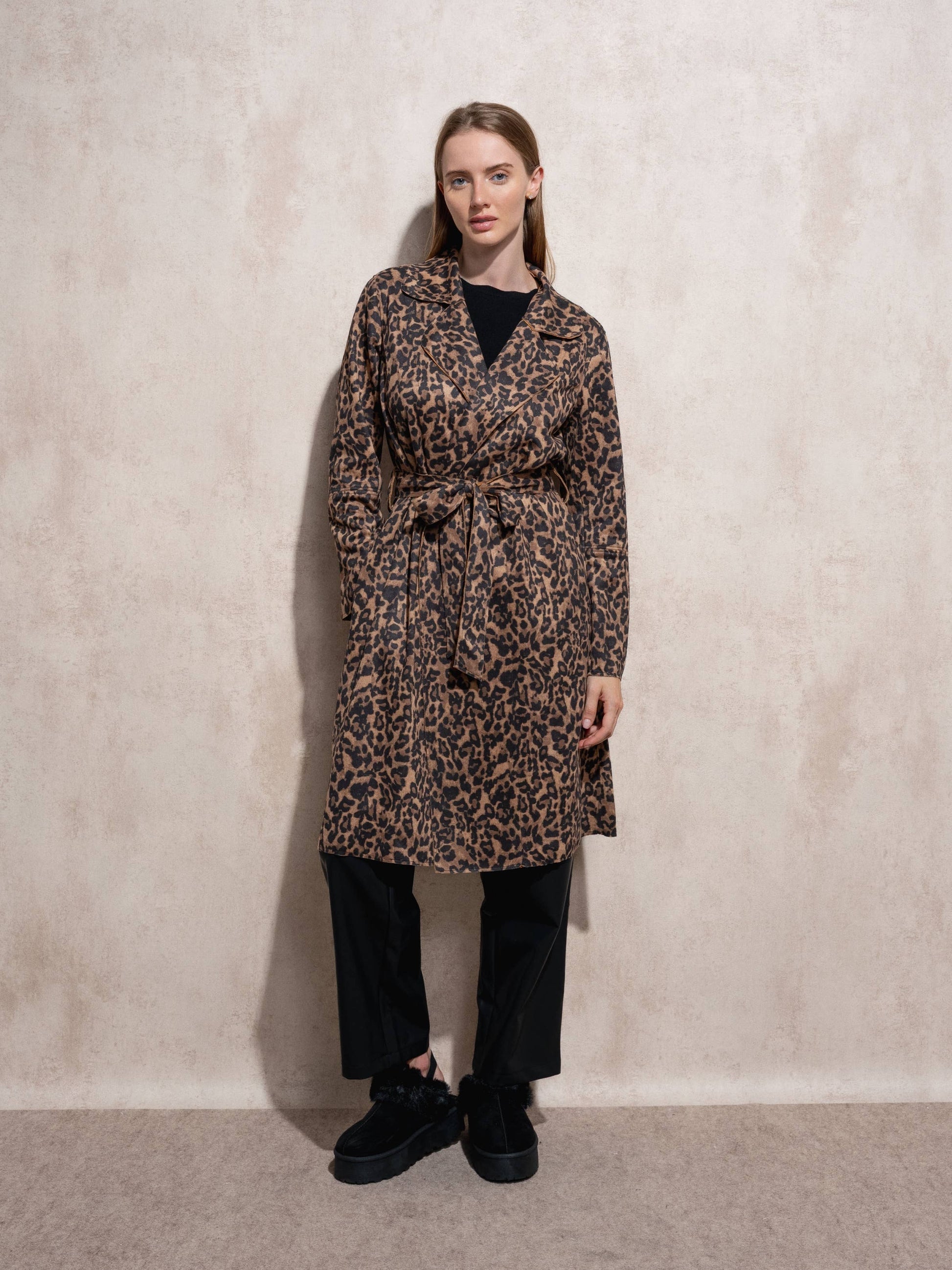Trench coat animalier da donna