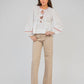Camicia Servane ecru in voile di cotone con fiocchi