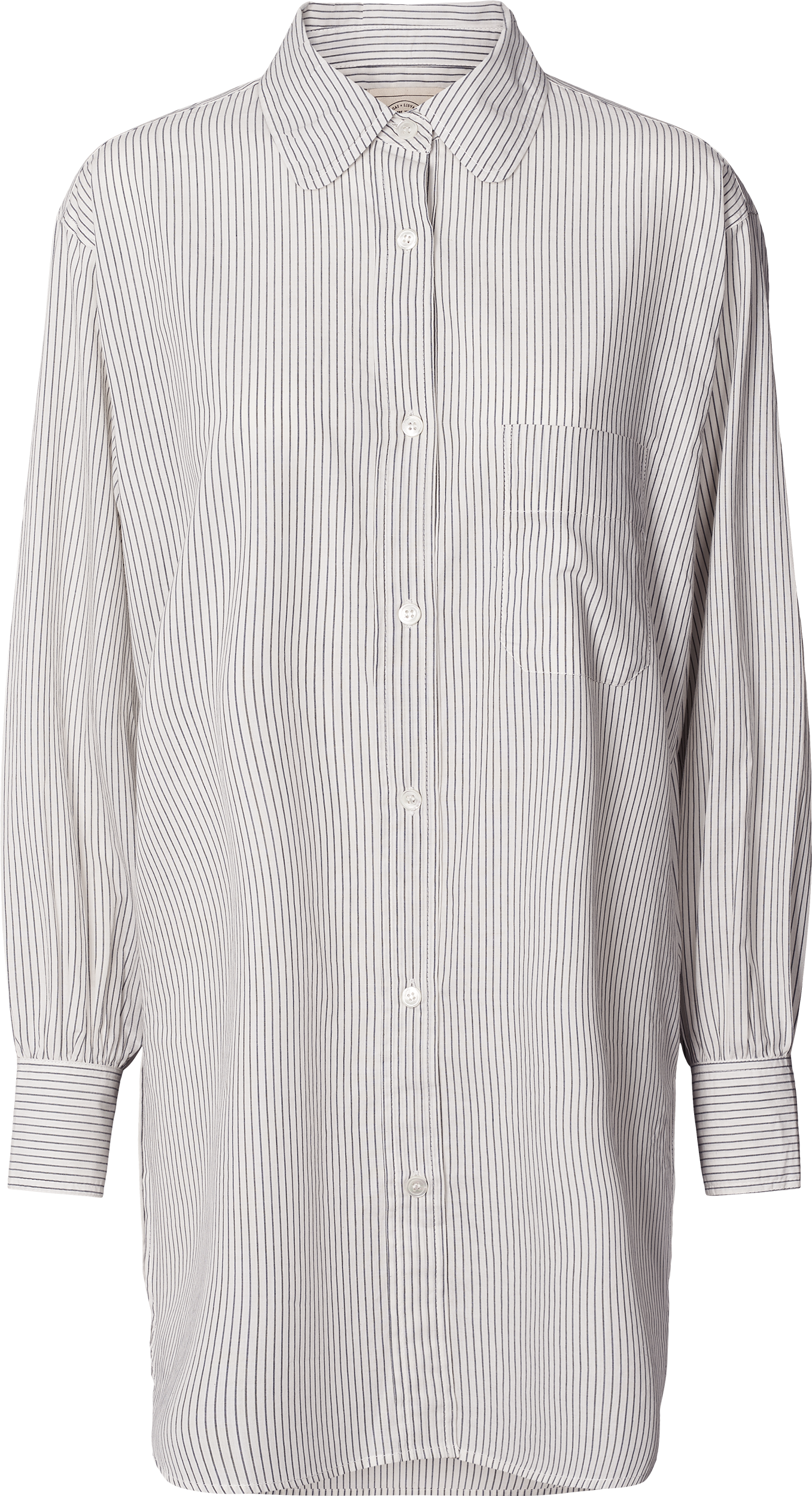 Camicia lunga Rosa a righe blu in popeline di cotone biologico