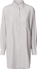 Camicia lunga Rosa a righe blu in popeline di cotone biologico