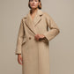 Cappotto doppiopetto color cammello da donna
