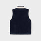 Gilet sherpa unisex con zip bicolor blu navy e verde