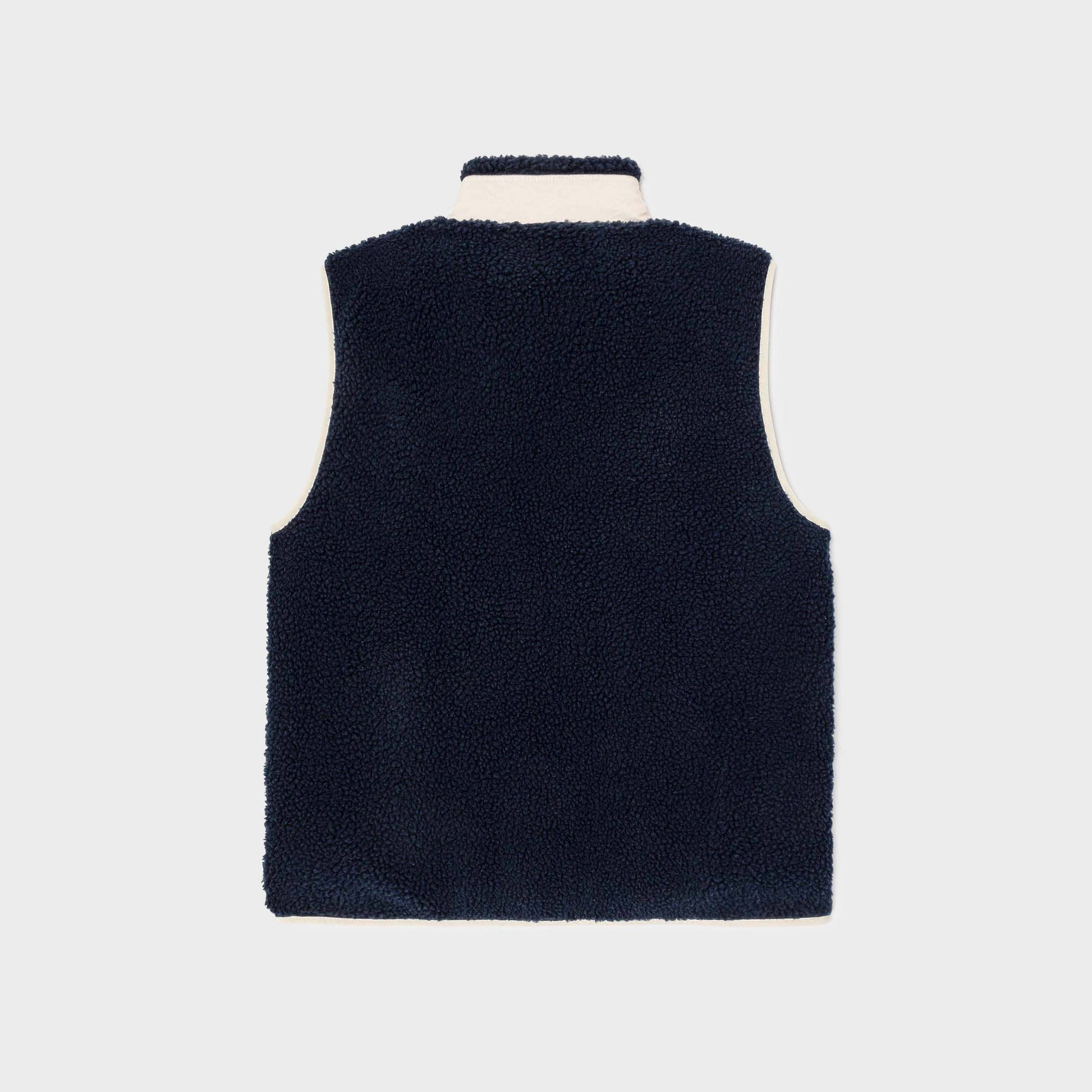 Gilet sherpa unisex con zip bicolor blu navy e verde