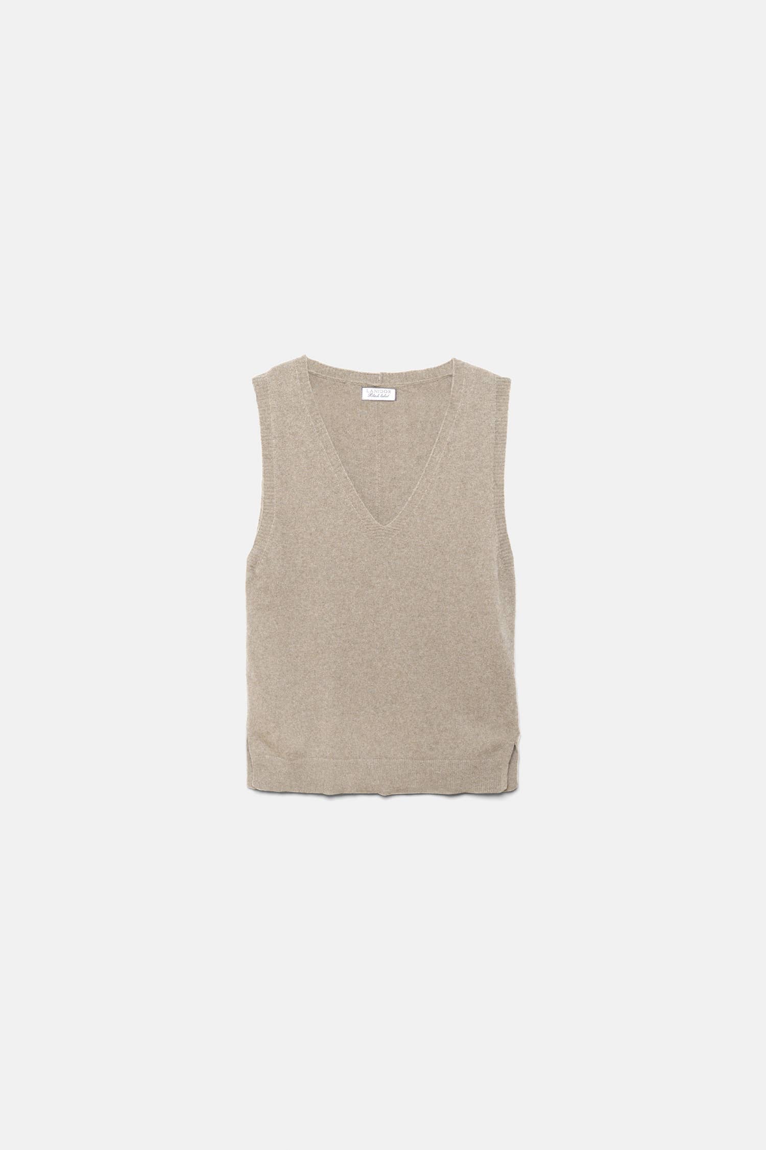 Gilet in Maglia Rasata con Scollo a V