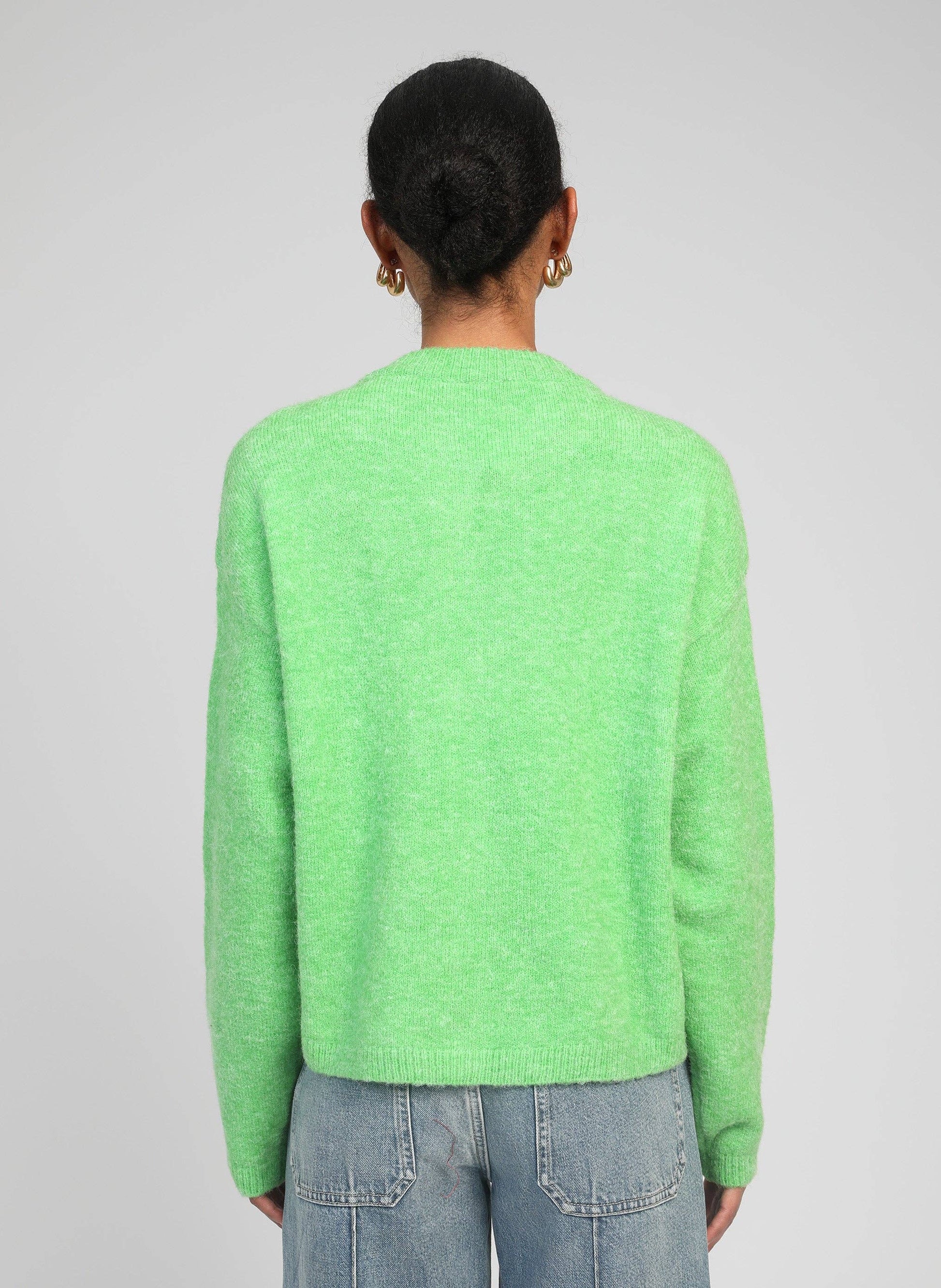 Cardigan corto in maglia verde con bottoni