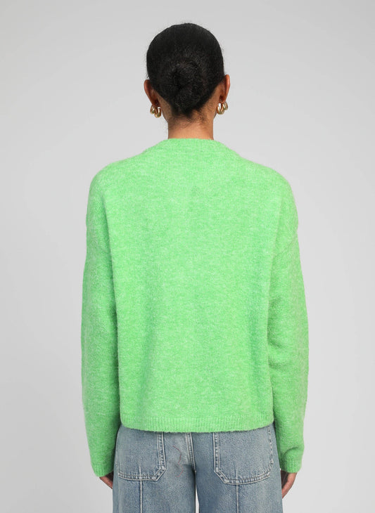 Cardigan corto in maglia verde con bottoni