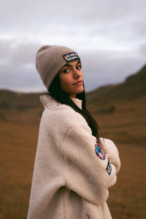 Cappello beanie in lana merino color sabbia