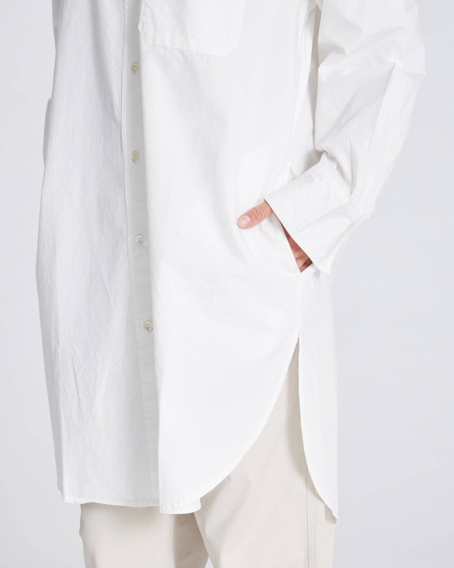 Tunica camicia oversize in popeline di cotone biologico bianca