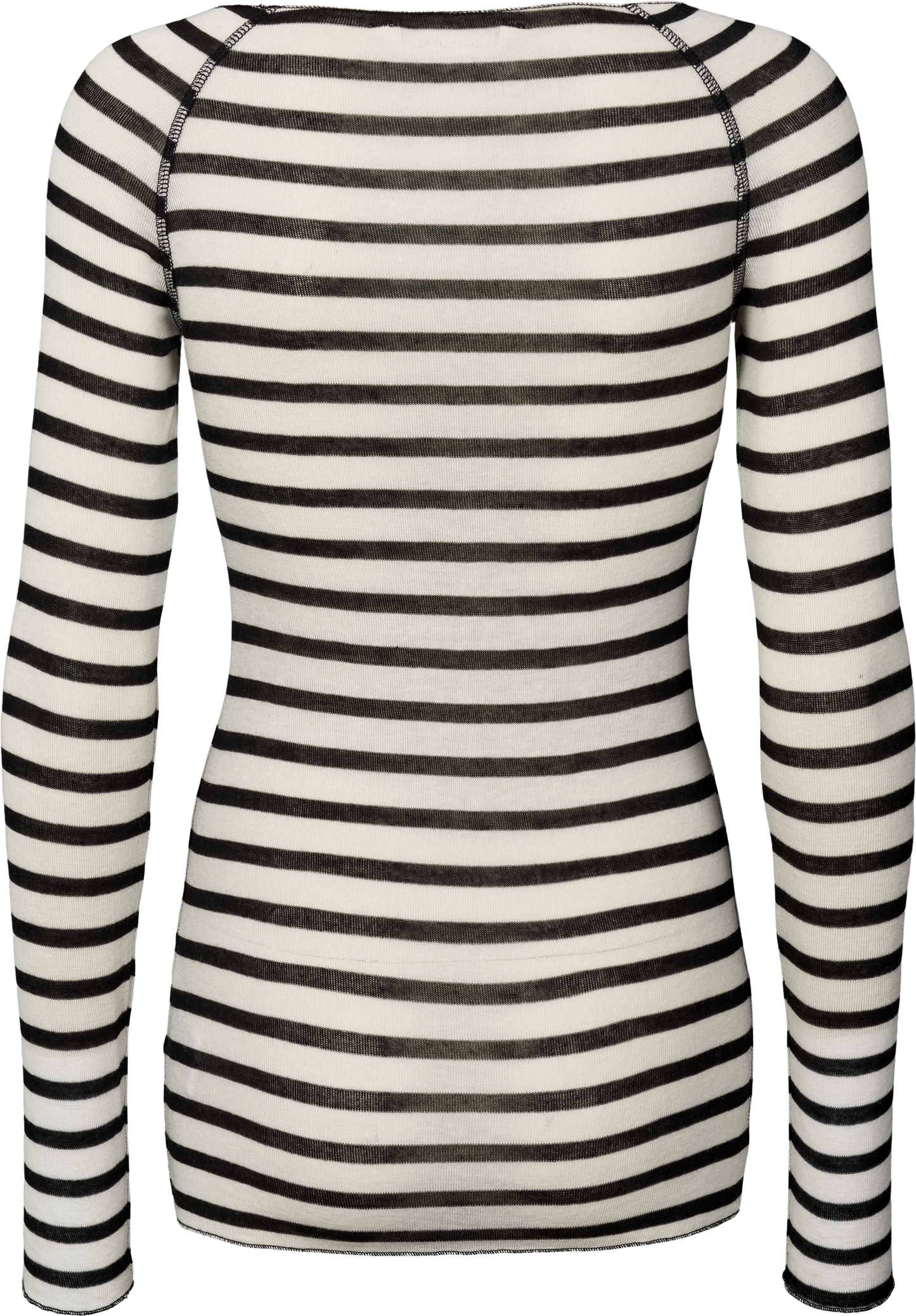 Maglia Amalie a righe marinare in lana e viscosa ecrù/nero