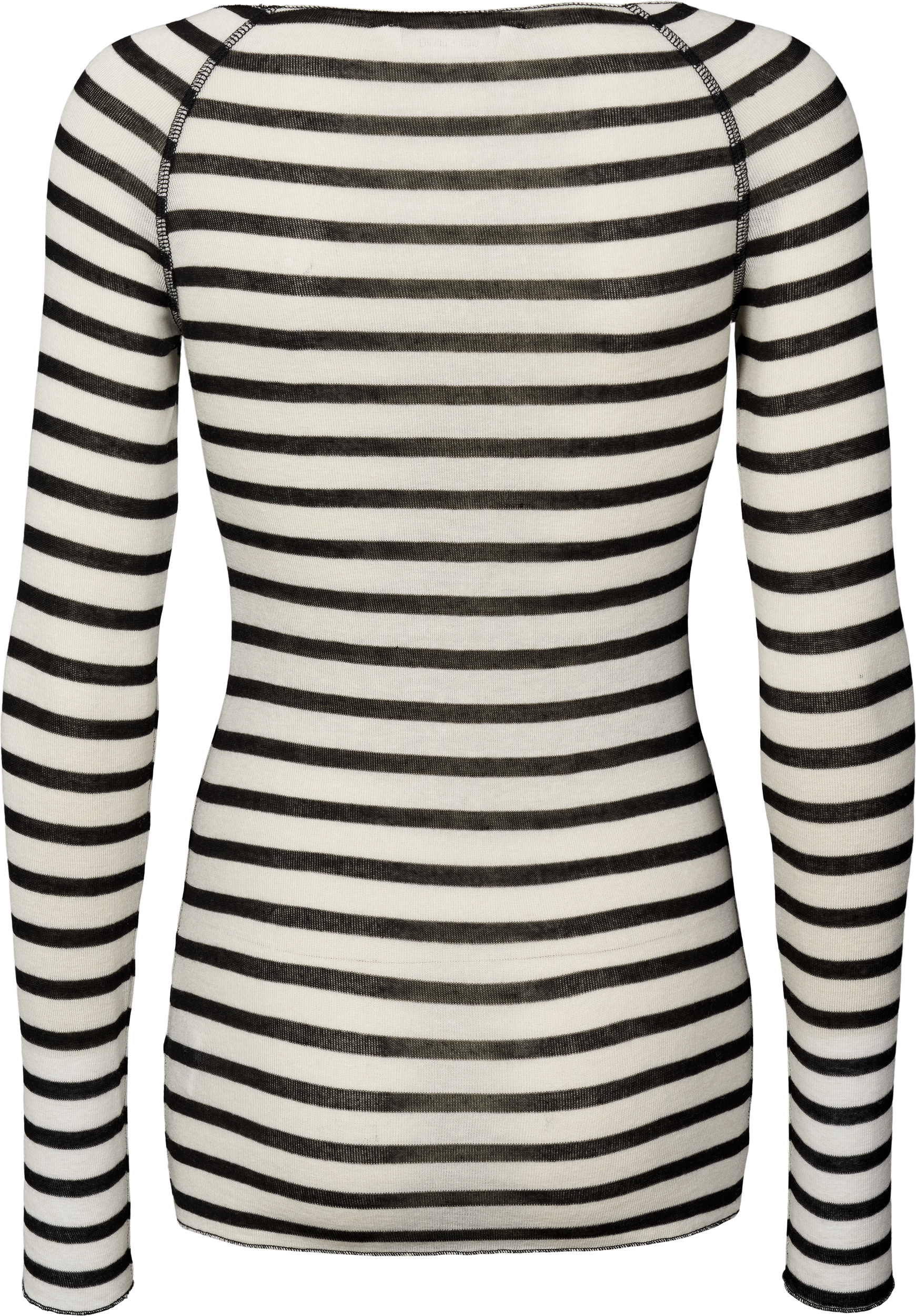Maglia Amalie a righe marinare in lana e viscosa ecrù/nero
