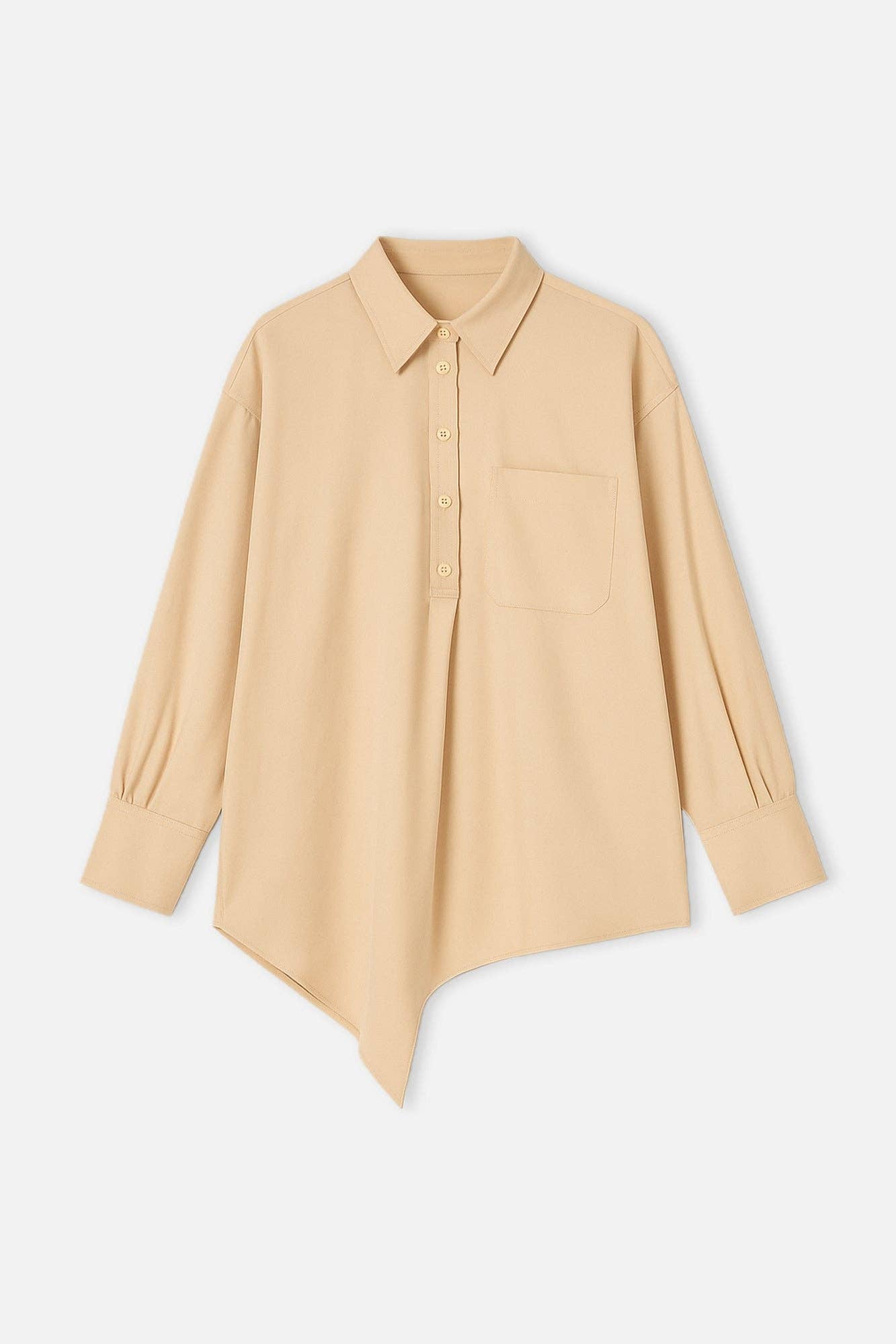 Tunica camicia asimmetrica beige