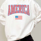Felpa oversize con stampa America e bandiera USA