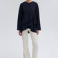 Tunica blu navy con balze asimmetriche