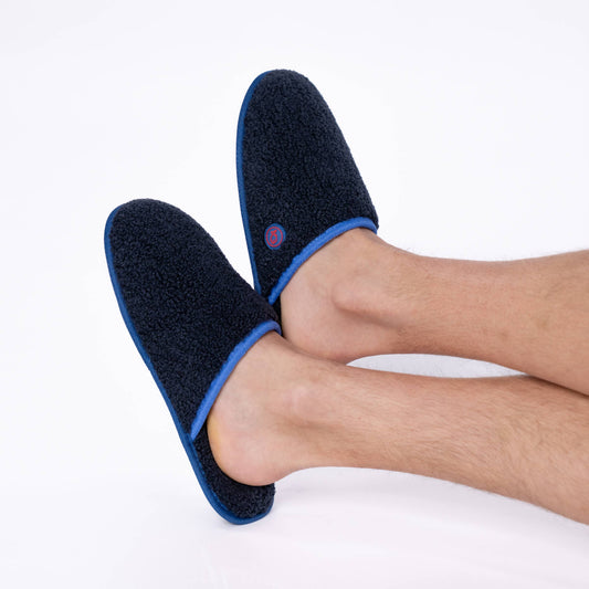 Pantofole uomo in sherpa blu navy