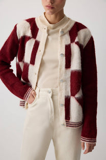 Cardigan in maglia color block