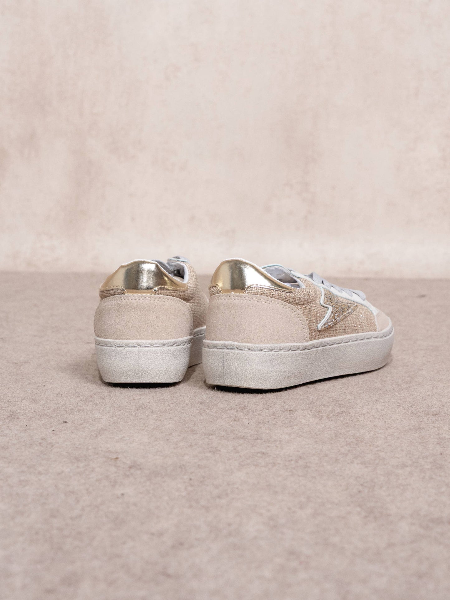 Sneakers glitter oro a contrasto