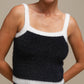 Top in maglia effetto fluffy bicolore